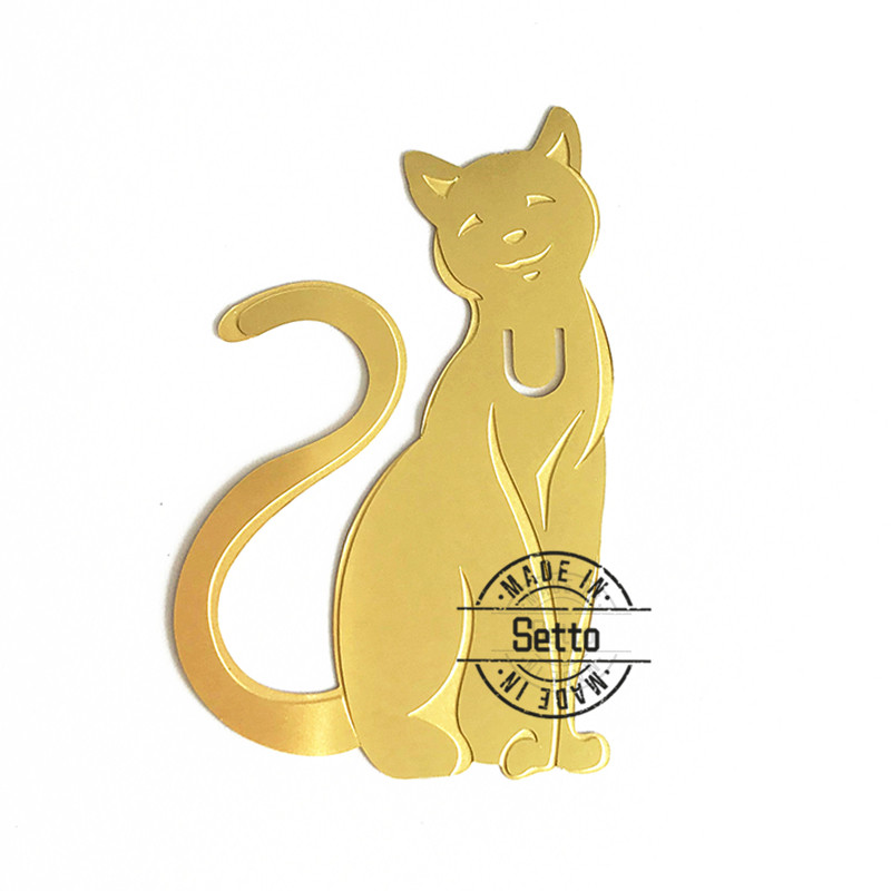 Chemical Etched Kitty brass bookmark cat gold bookmarks 